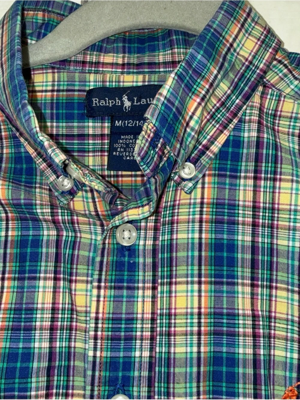 Polo by Ralph Lauren Short-Sleeve Plaid Button-Down Shirt - Blue/Green size M